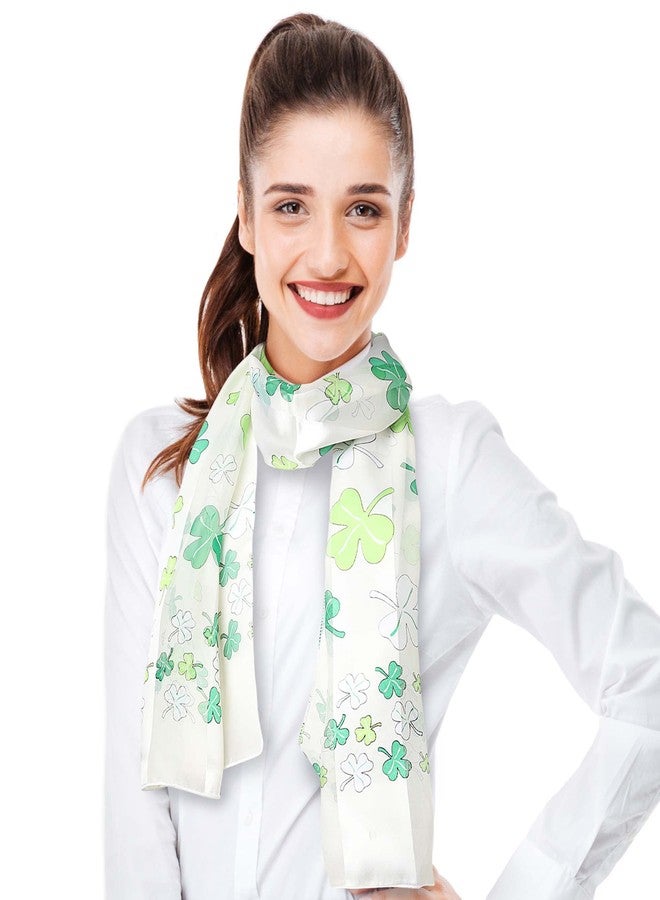 CBC Crown Women's St.Patrick's Shamrock Scarf Clover Scarf, One Size, Green White Black (Ivory-Multi) - Image 3